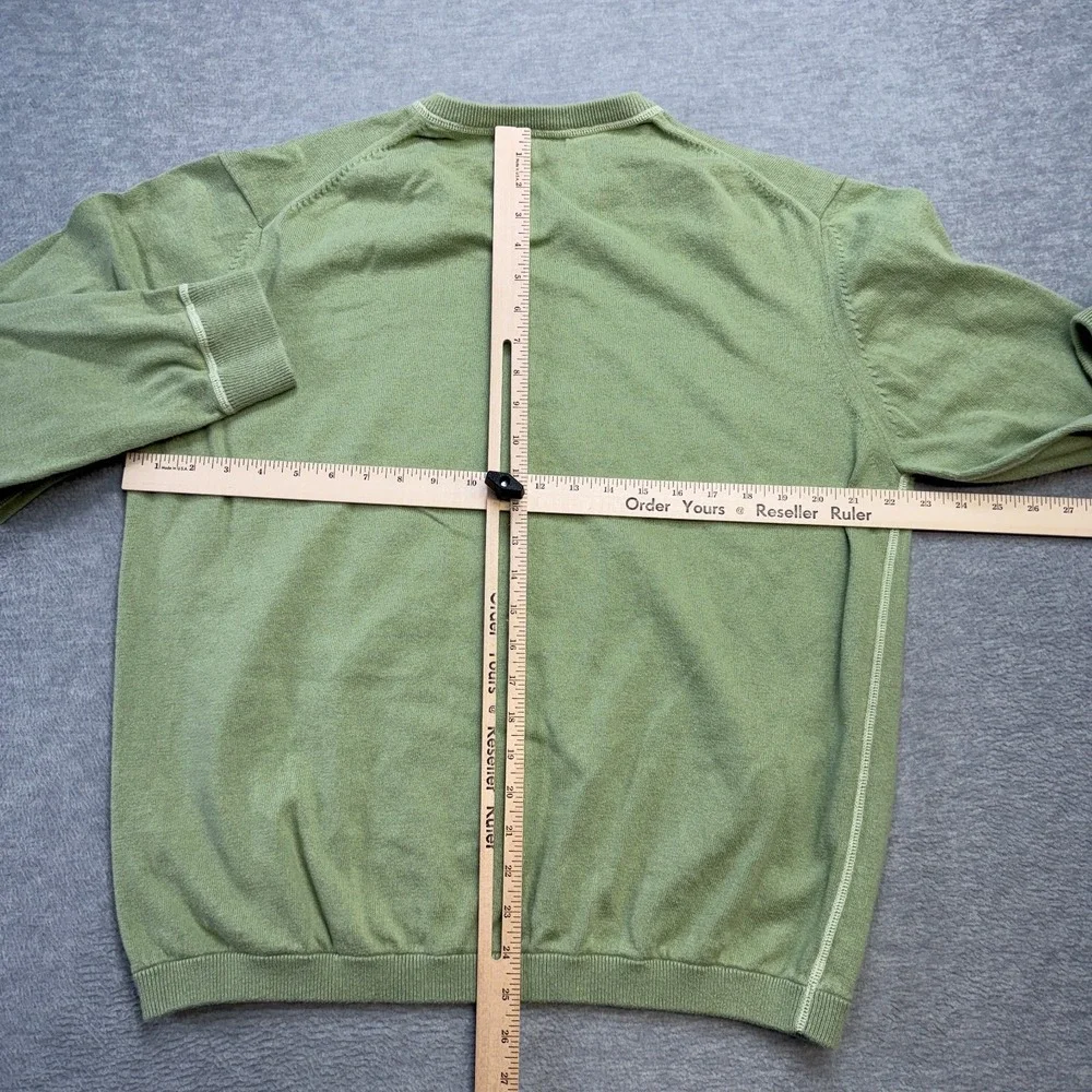 Banana Republic Sweater‎ Mens Large Green Cotton Cashmere V-Neck Knit Pullover